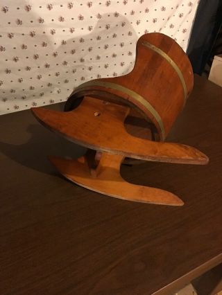 Antique Wood Barrel Rocking Chair Rocker Seat Cushion Child EXC 6