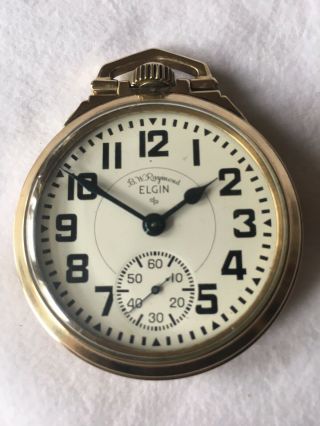 Antique 16s Elgin Bw Raymond 21 Jewel Railroad Pocket Watch Lever Set