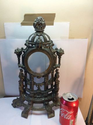 Old Unusual Metal Clock Stand Erotic Ladies Gothic Looking Signed