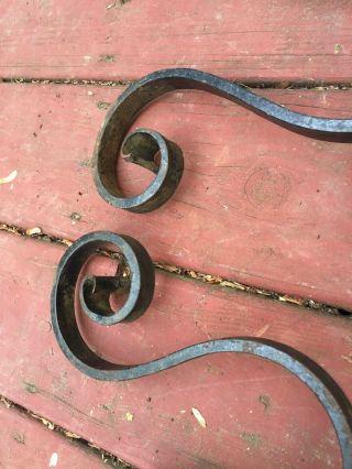 2 Antique Wrought Iron Ornate Andiron Front 27 