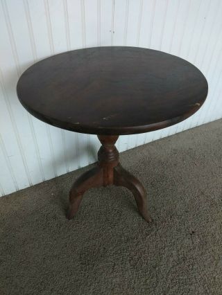 Antique For Parts/Repair 3 Legged Mahogany Tilt Top Side Table Tea Service Table 2