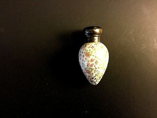 Antique Porcelain Perfume Bottle With Silver Top
