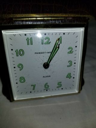 Vintage Phinney Walker Travel Alarm Clock Glow In The Dark - Great