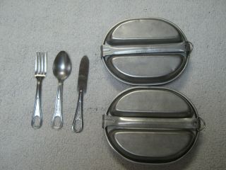 2 Us Military Regal Mess Kits 1966 - 1967 1 With Utencils.