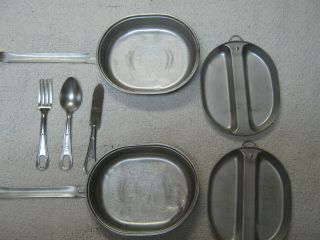 2 US Military Regal Mess Kits 1966 - 1967 1 with Utencils. 4