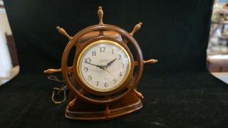 Vintage Ingraham Self Starting Strike Ships Wheel Electric Shelf Clock