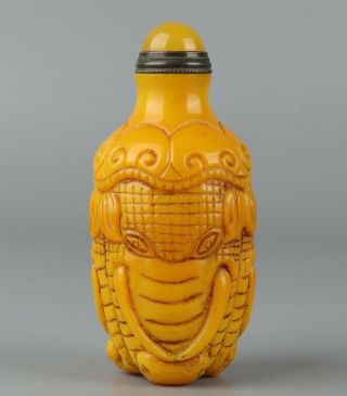 Chinese Exquisite Handmade Elephant Glass snuff bottle 3