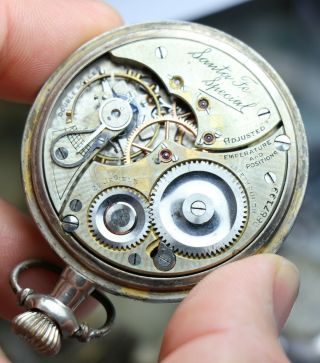 Vintage Illinois Santa Fe Special GF 21 Jewels Railroad Men ' s Pocket Watch c30s 7