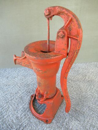Antique Water Well Pump Cast Iron Red/Orange Paint WAYNE AGL Goldsboro NC 2