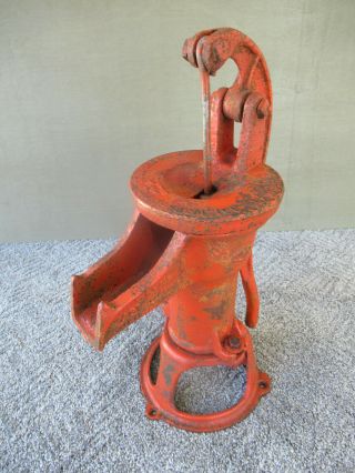 Antique Water Well Pump Cast Iron Red/Orange Paint WAYNE AGL Goldsboro NC 3