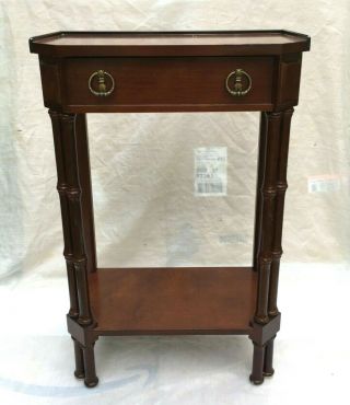 Antique Vintage Mahogany Butlers Parlor Side Table W/ Drawer And Shelf -