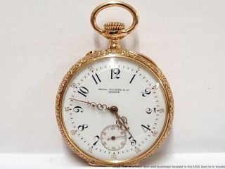 Antique Patek Philippe Red Enamel 18k Gold Diamond Case Pocket Watch w Papers 3