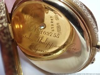 Antique Patek Philippe Red Enamel 18k Gold Diamond Case Pocket Watch w Papers 9