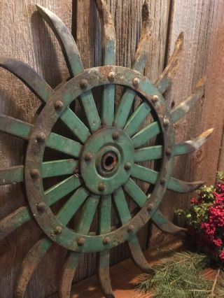 John Deere Green Rotary Hoe Wheel Farm Steampunk,  Home Decor 2