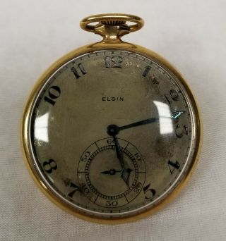 Antique 14kt Gold Cased Lord Elgin Pocket Watch Wadsworth 19 Jewels Provenance