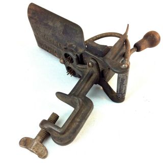 Antique 1880 Cast Iron Goodell Company Double Cherry Olive Pitter Kitchen Tool
