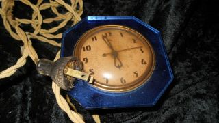 Vintage Art Deco Blue Mirror Clock Telechron All Need 