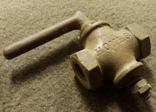 Antique Charles C.  A.  Hones Bronze Lever Handle Gas Valve,  3/8 " Npt,  Stove Heater