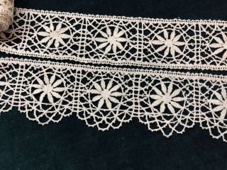 Antique French Wide Linen Cluny Lace 5 yds 4