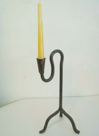 Primitive Forged Wrought Iron Candle Holder A Bit Rusty