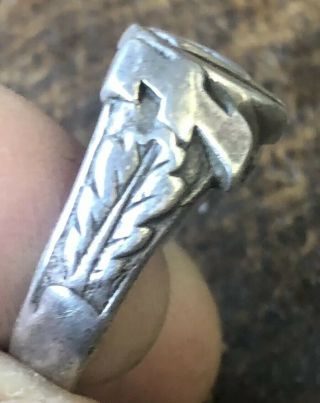 GERMAN WW2 SA Ring With Oak Leaves 835 Silver Sz 9 1/2 Authentic 2