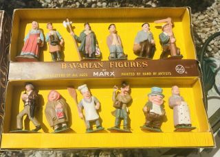 Marx Bavarian Figures Playset Extremely Rare European Full Set Of 12 In Orig Box