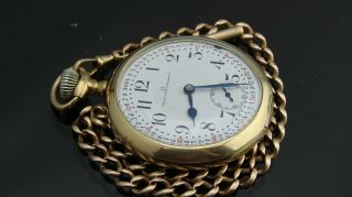 Antique gold filled 1916 Omega pocket watch/21 jewels/Gold filled T - Bar chain 2