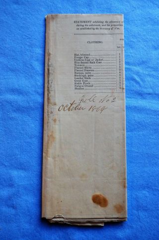 Oct.  1864 List Of Equipment To Soldiers Of Capt.  Thos.  J.  Moore,  Co.  A 206th Pa Vols