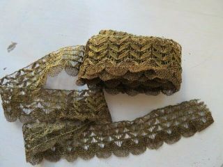Gorgeous Old Vintage French Metallic Lace Trim 4 Yards Continuous Piece