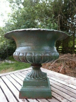 Lovely Antique Vintage Cast Iron Painted Garden Indoor Urn Planter