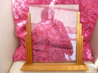 Vintage Art Deco Style Geometric Wood Oak Picture Frame Glass