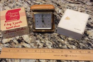 Vintage Phinney Walker Calendar Travel Alarm Clock.  Made In Germany.