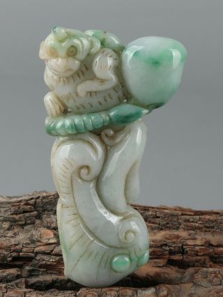 Chinese Exquisite Hand - Carved Monkey Ganoderma Carving Jadeite Jade Pendant