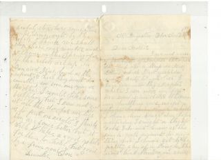 1862 Civil War Letter,  St.  Augustine Fl,  Ref: In The Hospital