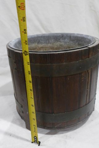 Vintage Metal Lined Wood Bucket Pail