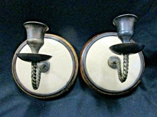 Early Pair Arts Crafts Decorative Candlestick Holders Wall Sconce Candle Liberty