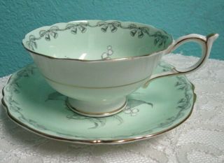 Paragon Green To The Bride Tea Cup Saucer Gold Lily Bone China England