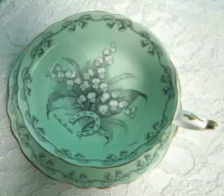 Paragon green to the bride tea cup saucer gold lily bone china england 2