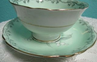 Paragon green to the bride tea cup saucer gold lily bone china england 4