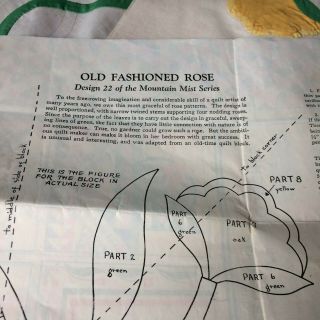 Vtg quilt top Mountain Mist OLD FASHIONED ROSE pattern needs completed 4