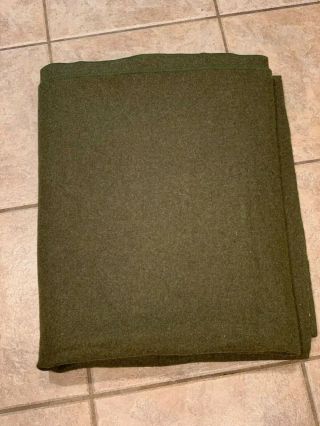 Vintage U.  S.  Army Military Wool Blend Green Bed Field Mothproof Blanket