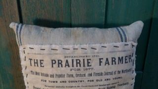 PRIMITIVE VINTAGE ADVERTISING THE PRAIRIE FARMER PILLOW GRAIN SACK MENDS TUCK 3