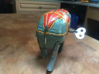Vintage Tin Toy Jumbo Elephant Made in US Zone Germany Wind up 7