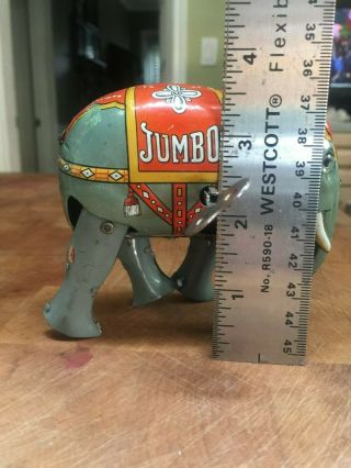 Vintage Tin Toy Jumbo Elephant Made in US Zone Germany Wind up 8