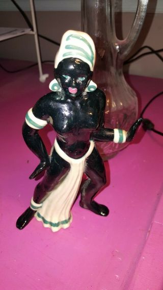 Mcm Black Gloss Ceramic Nude Female Dancer Figurine 7 1/2 Inches Tall About 5 In