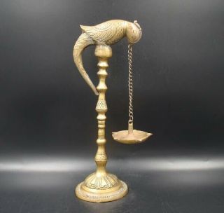 Handmade Carving Statue Copper Brass oil lamp Candlestick Parrot Art Deco 5