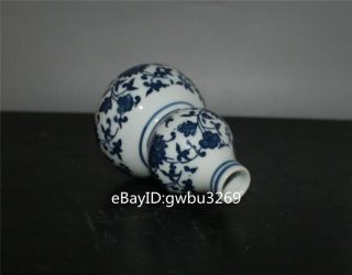 Rare Chinese Blue and white porcelain Hand - painted flower Vase W Qianlong Marks 4