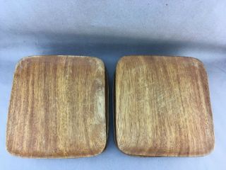 Set of 8 Mid - Century Square Teak Wood Plates 10 