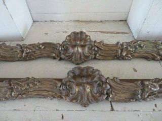 2 Stunning Old French Metal Embossed Tin Valance Fronts Ornate Details 44 " Long