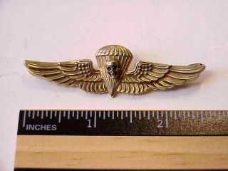 Vintage Sterling Usmc/marine Corps Vietnam Era Jump Wings Pin W/death 